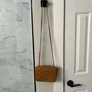 Camel 2 way quilted crossbody purse